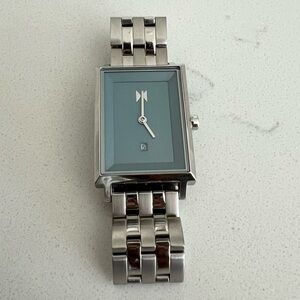 MVMT Women’s Silver & Blue Rectangle Watch